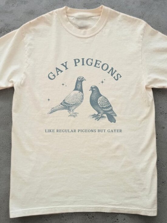 Tops - Funny Pigeon Tshirt, LGBTQ Retro Pride Tee, Cute Shirt Gift